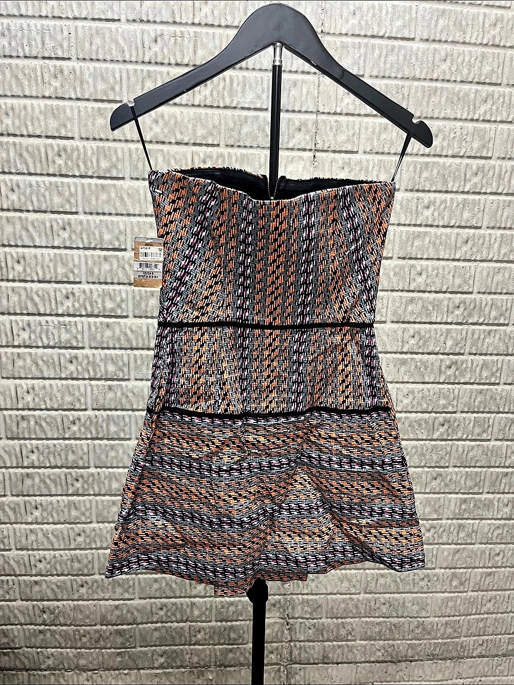 Macy's Abstract Mini Dress in Black & Orange Size Small NWT